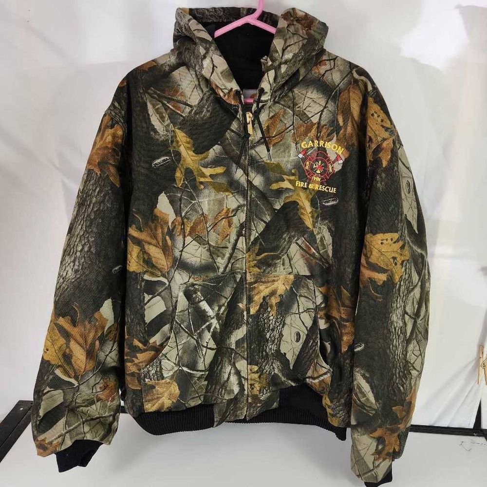 Carhartt Mens Garrison MN Fire & Rescue Full Zip Hoodie Jacket Forest Pattern